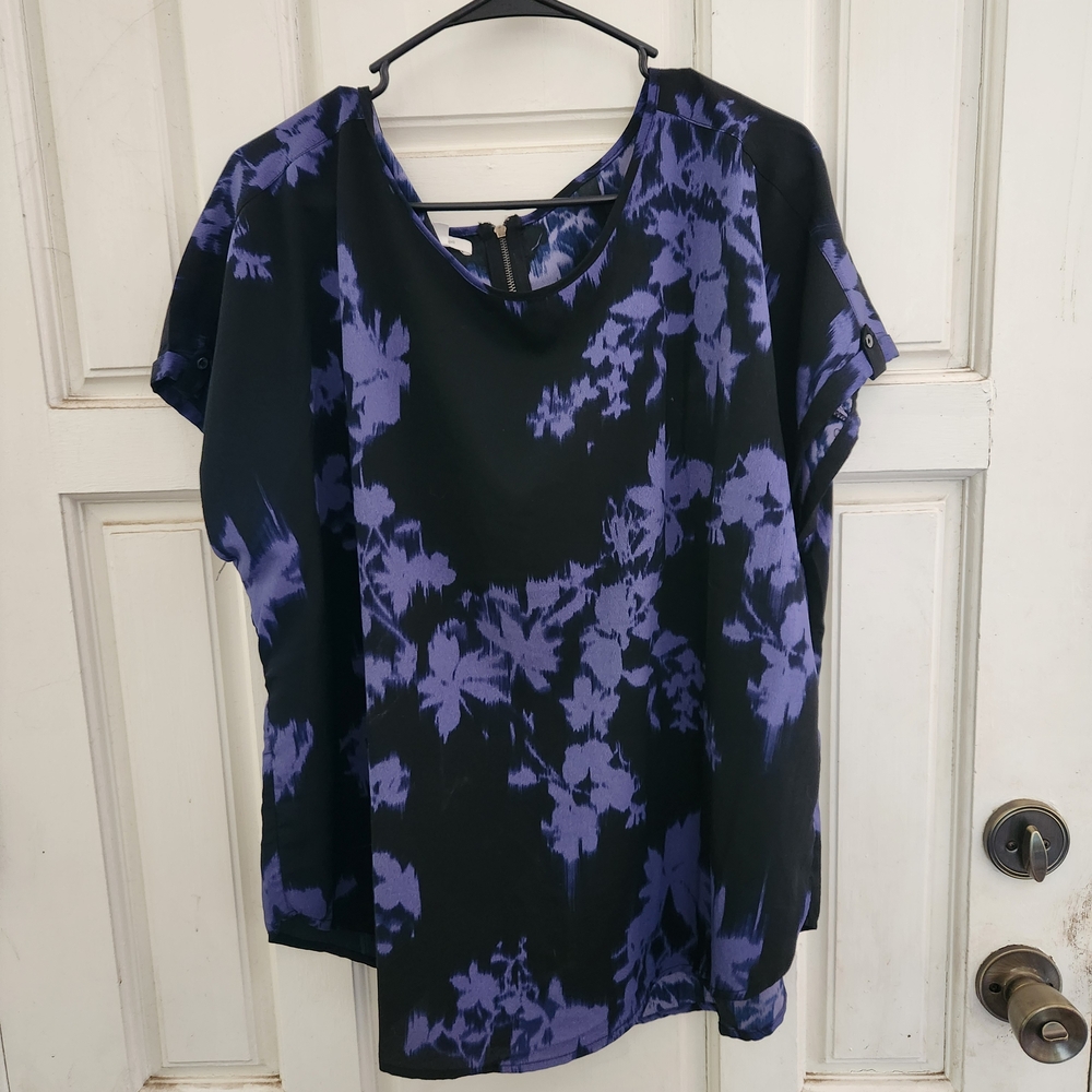 Maurices Black and Purple Floral Blouse